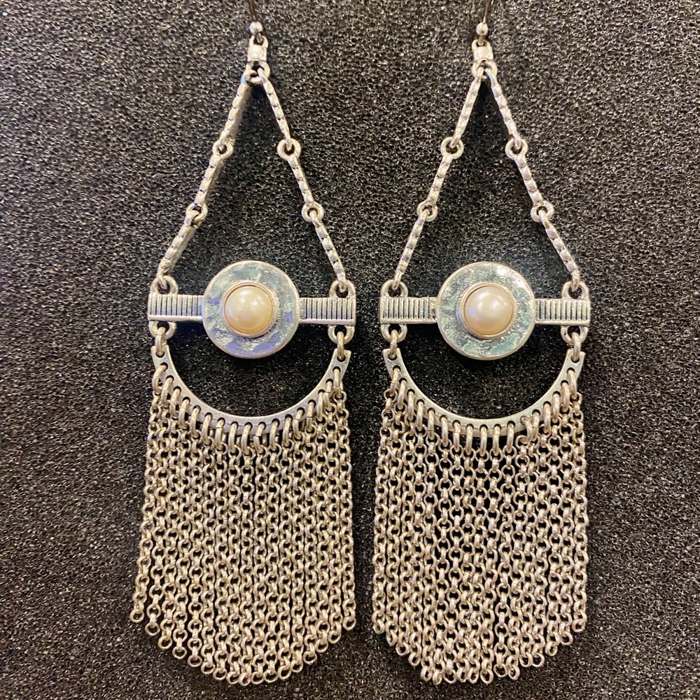 Silver/Pearl Dangle Earrings